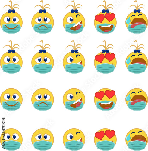 Vector illustration of Emoji protected of coronavirus