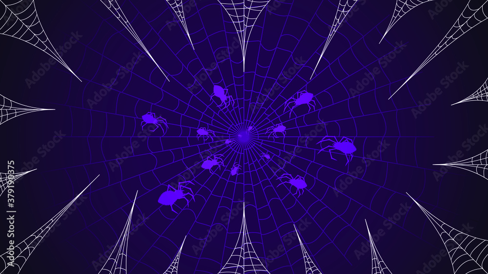 Obraz premium Spider Web On Dark Background Halloween Design Elements Spooky Scary Horror Decor Vector