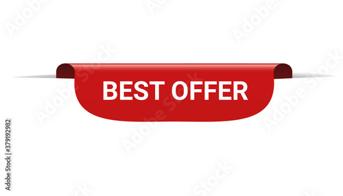 BEST OFFER - red bookmark banner on transparent background