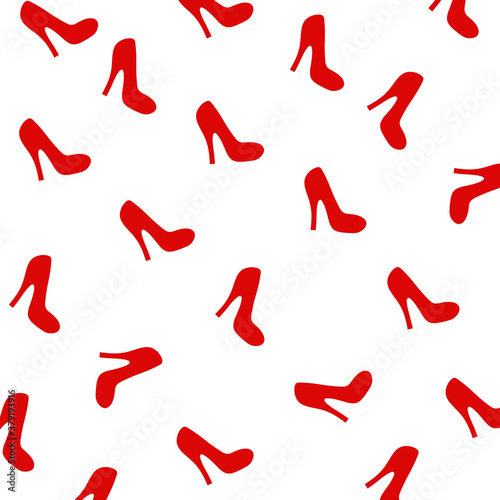 Red shoes seamless pattern. Vector illustration with isolated design elements