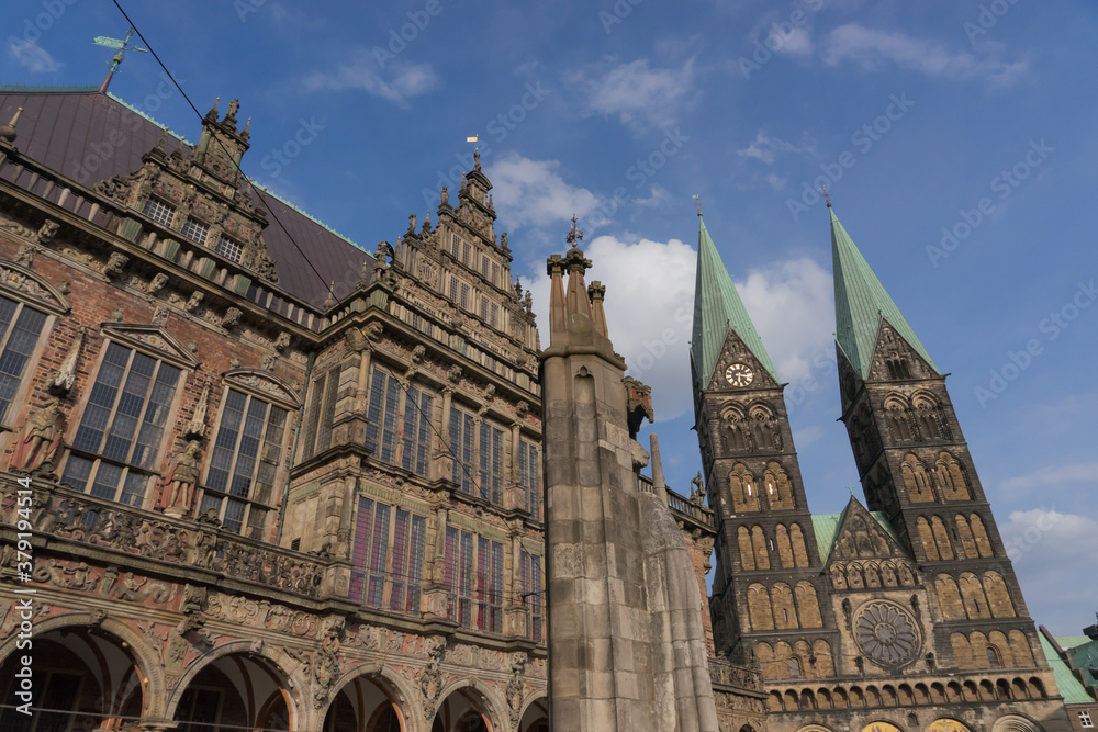 Fototapeta premium Bremen, Germany - August 16, 2019: old city hall building, 