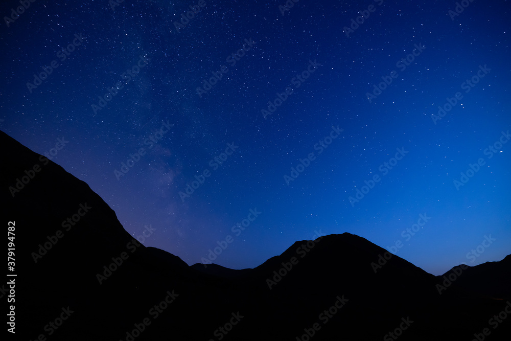 a view of the stars and milky way galaxy from glen etive in the argyll region of the highlands of scotland during a clear dark autumn night