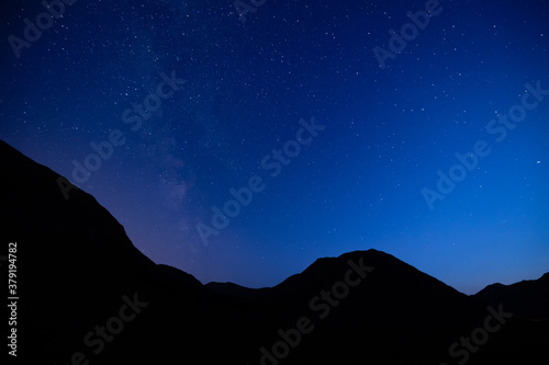 a view of the stars and milky way galaxy from glen etive in the argyll region of the highlands of scotland during a clear dark autumn night
