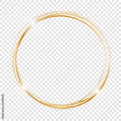 gold brush round frame banners on white background	