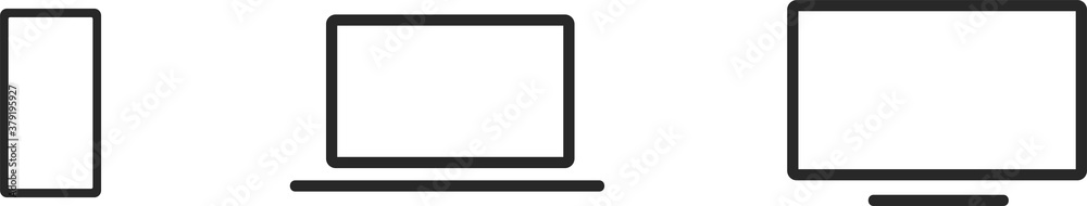 Device icons: smartphone, laptop, TV or desktop computer Device icons: smartphone, laptop, TV or desktop computer