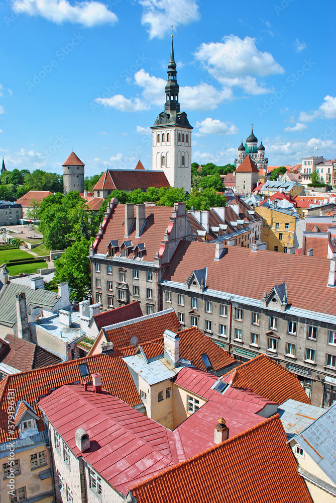 View of Tallinn Old Town in summer day