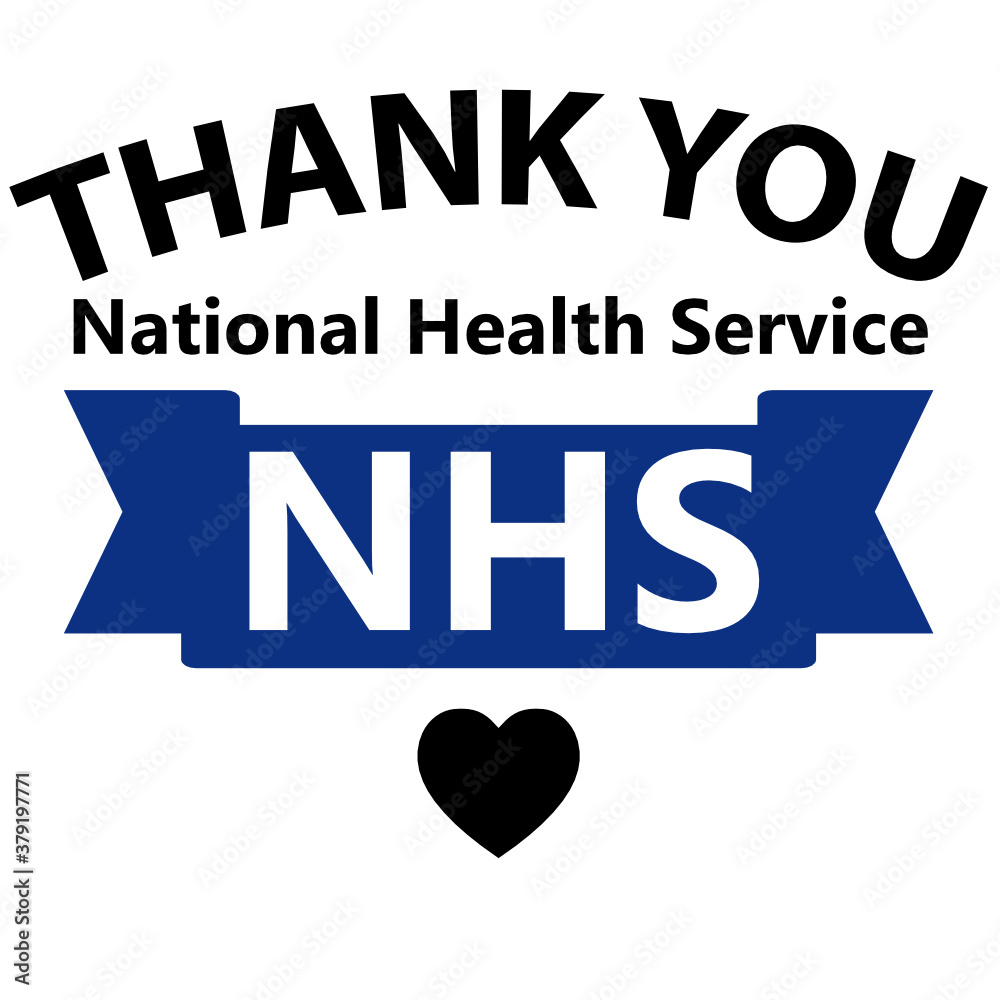 Thank NHS. National health service. Handwritten lettering. Isolated on white background. Illustration with text saying thank you concept for carers, for NHS workers, staff, and volunteers. Thank NHS. National health service. Handwritten lettering. Isolated on white background. Illustration with text saying thank you concept for carers, for NHS workers, staff, and volunteers.