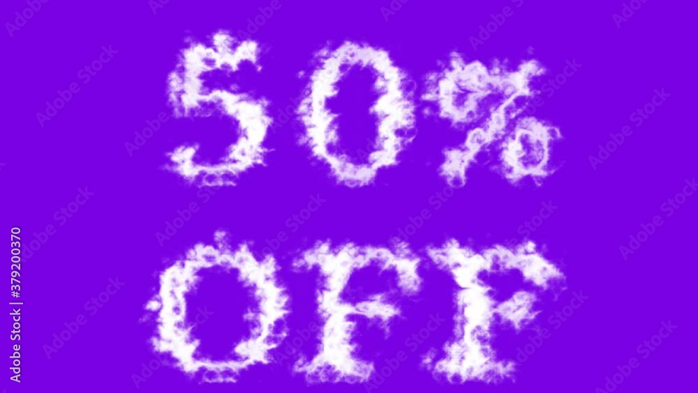 50% Off cloud text effect violet isolated background. animated text effect with high visual impact. letter and text effect. 50% Off cloud text effect violet isolated background. animated text effect with high visual impact. letter and text effect.
