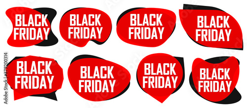 Set Black Friday Sales bubble banners design template, collection discount tags, app icons, vector illustration