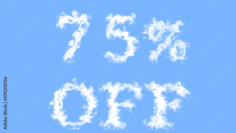 75% Off cloud text effect sky isolated background. animated text effect with high visual impact. letter and text effect. 75% Off cloud text effect sky isolated background. animated text effect with high visual impact. letter and text effect.