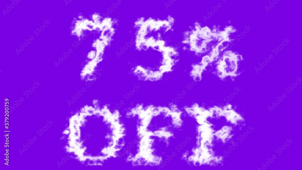 75% Off cloud text effect violet isolated background. animated text effect with high visual impact. letter and text effect. 75% Off cloud text effect violet isolated background. animated text effect with high visual impact. letter and text effect.