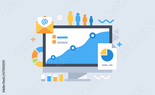 Modern flat design for analysis website banner. Vector illustration concept for business analysis, market research, product testing, data analysis.