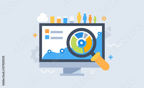 Modern flat design for analysis website banner. Vector illustration concept for business analysis, market research, product testing, data analysis.