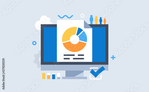 Modern flat design for analysis website banner. Vector illustration concept for business analysis, market research, product testing, data analysis.