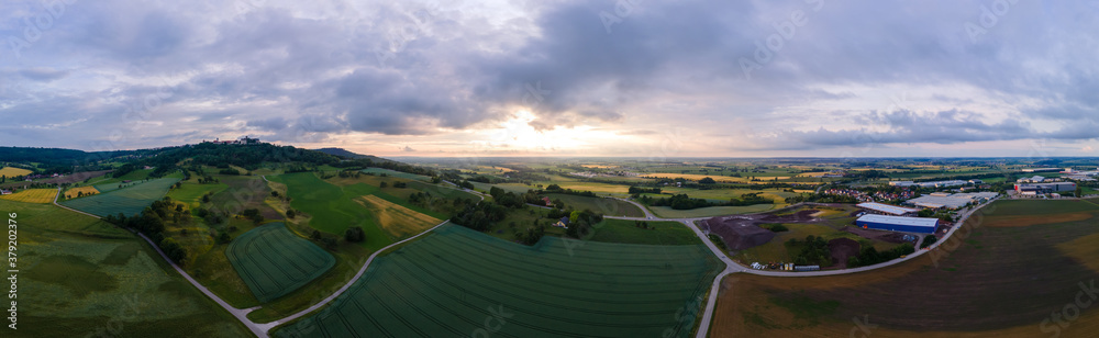 Panorama mit Sonnenuntergang in Waldenburg waldenburger Berge Panorama mit Sonnenuntergang in Waldenburg waldenburger Berge