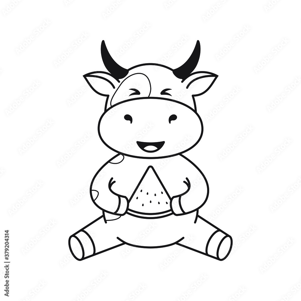 Children's coloring page with cute bulls, cows and oxen. The ox is a symbol of the year 2021 according to the Chinese or Eastern calendar. Ready-to-print vector stock illustration isolated on a white Children's coloring page with cute bulls, cows and oxen. The ox is a symbol of the year 2021 according to the Chinese or Eastern calendar. Ready-to-print vector stock illustration isolated on a white