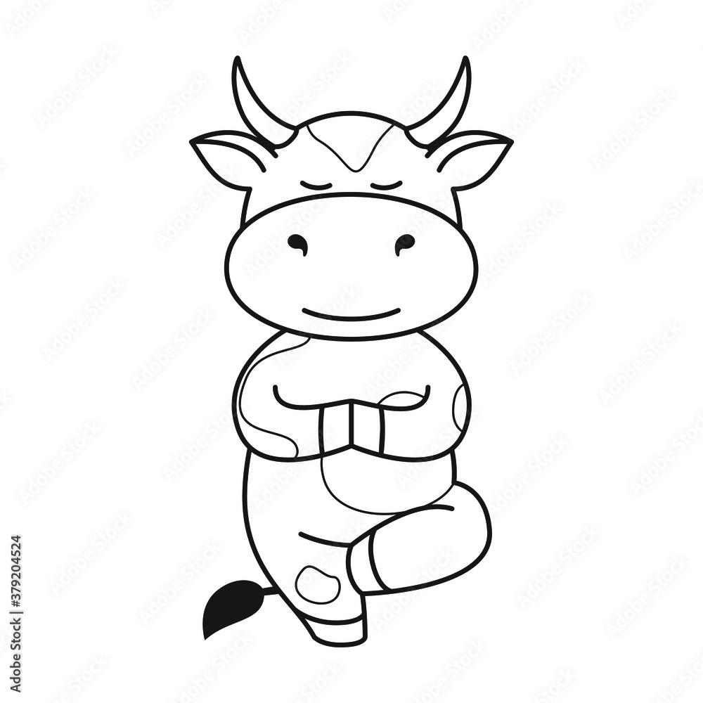 Children's coloring page with cute bulls, cows and oxen. The ox is a symbol of the year 2021 according to the Chinese or Eastern calendar. Ready-to-print vector stock illustration isolated on a white Children's coloring page with cute bulls, cows and oxen. The ox is a symbol of the year 2021 according to the Chinese or Eastern calendar. Ready-to-print vector stock illustration isolated on a white