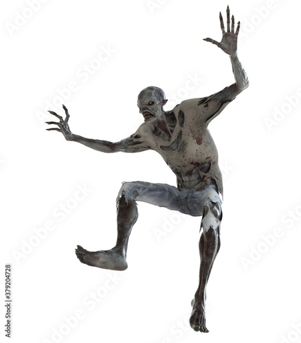 Zombie monster isolated on white 3d illustration © elenaed