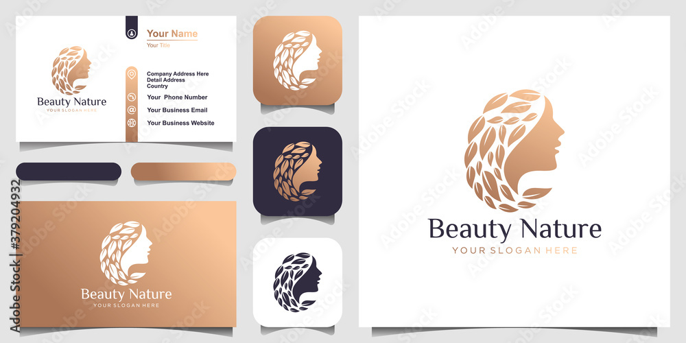 woman hair salon logo and business card design. Abstract design concept for beauty salon, massage, magazine, cosmetic and spa. woman hair salon logo and business card design. Abstract design concept for beauty salon, massage, magazine, cosmetic and spa.