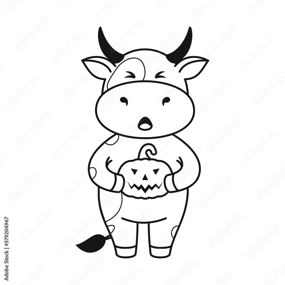Children's coloring page with cute bulls, cows and oxen. The ox is a symbol of the year 2021 according to the Chinese or Eastern calendar. Ready-to-print vector stock illustration isolated on a white Children's coloring page with cute bulls, cows and oxen. The ox is a symbol of the year 2021 according to the Chinese or Eastern calendar. Ready-to-print vector stock illustration isolated on a white