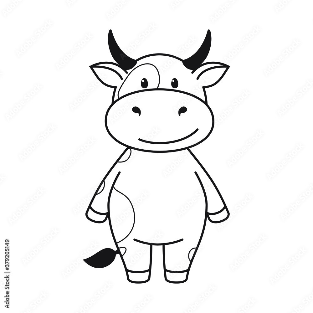 Children's coloring page with cute bulls, cows and oxen. The ox is a symbol of the year 2021 according to the Chinese or Eastern calendar. Ready-to-print vector stock illustration isolated on a white Children's coloring page with cute bulls, cows and oxen. The ox is a symbol of the year 2021 according to the Chinese or Eastern calendar. Ready-to-print vector stock illustration isolated on a white