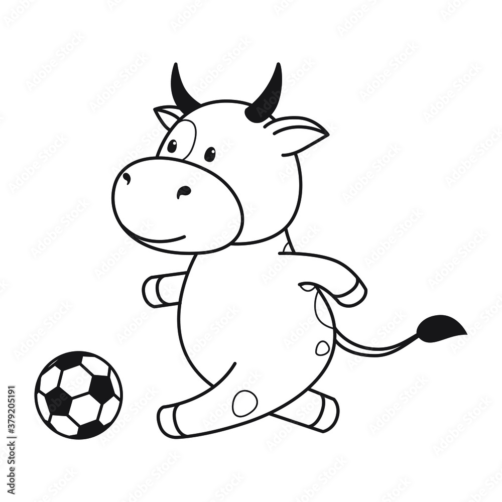 Children's coloring page with cute bulls, cows and oxen. The ox is a symbol of the year 2021 according to the Chinese or Eastern calendar. Ready-to-print vector stock illustration isolated on a white Children's coloring page with cute bulls, cows and oxen. The ox is a symbol of the year 2021 according to the Chinese or Eastern calendar. Ready-to-print vector stock illustration isolated on a white