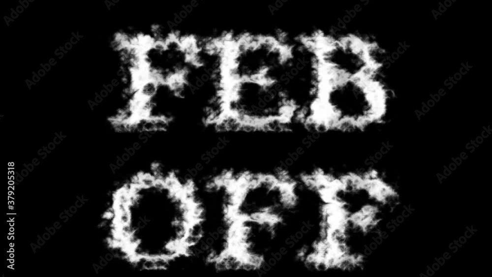 Feb Off cloud text effect black isolated background. animated text effect with high visual impact. letter and text effect. Feb Off cloud text effect black isolated background. animated text effect with high visual impact. letter and text effect.