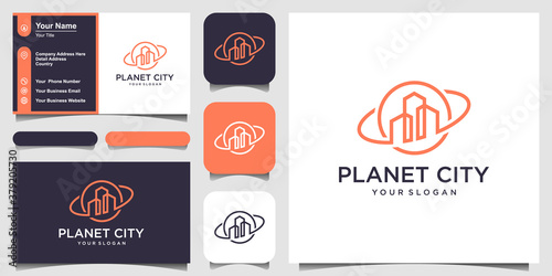 planet real estate creative logo concept and business card design