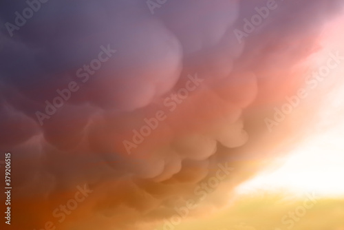 colorful sky with mammatus clouds