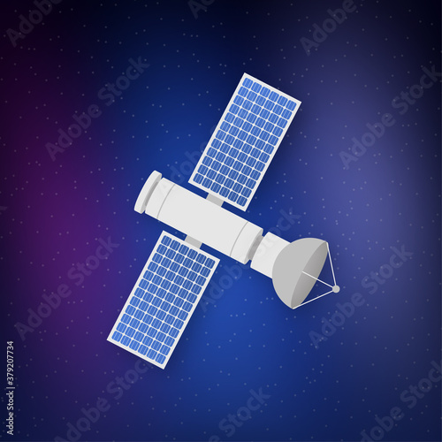 The satellite. Artificial satellites orbiting the planet Earth, GPS. Vector stock illustration.