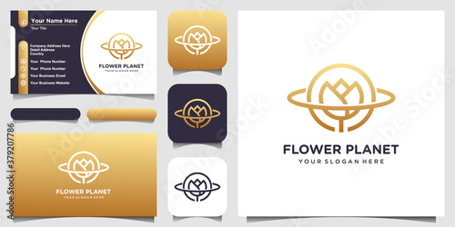 creative planet rose logo concept and business card design