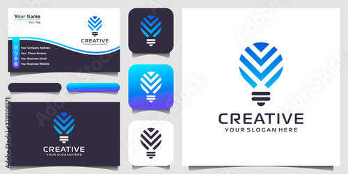 abstract bulb lamp logo and business card design .