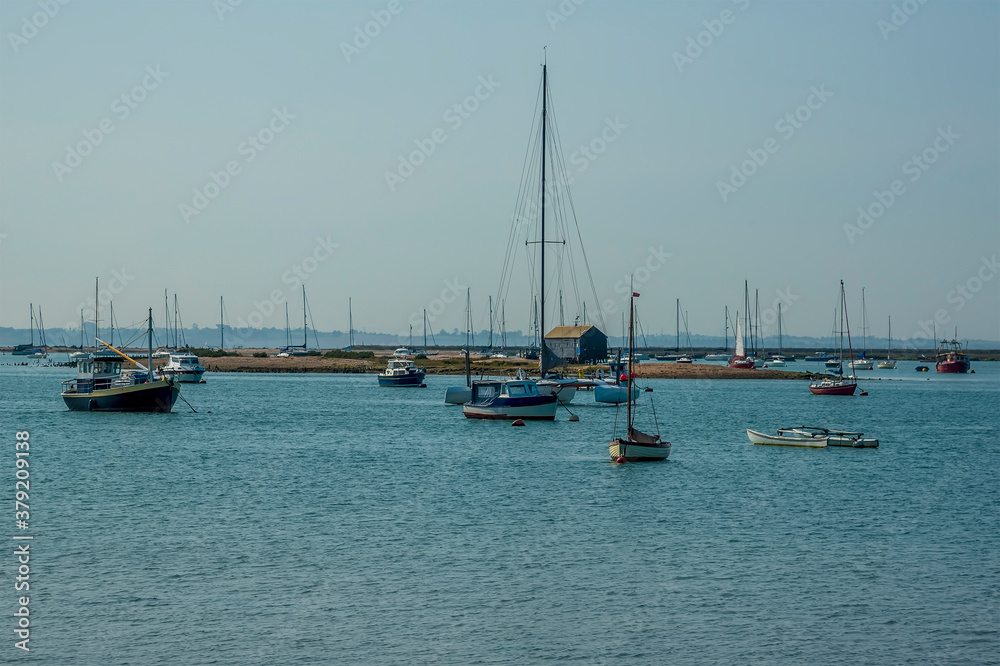 A view towards Blackwater estuary from West Mersea, UK in the summertime