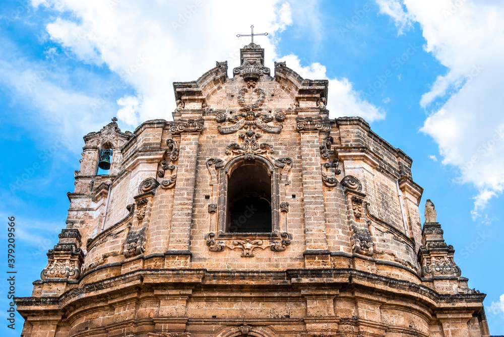 Façade of the Church of Saint Joseph, built in the 18th century in Baroque style with the local Leccese sandstone (