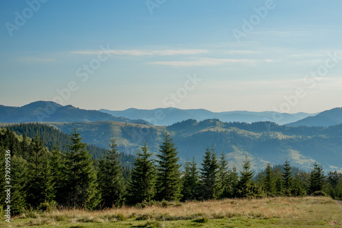 Morning sunny day is in mountain landscape. Carpathian, Ukraine, Europe. Beauty world. Large resolution