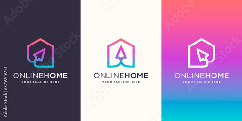 Creative Online Shop Logo designs Template, set of Vector illustration,