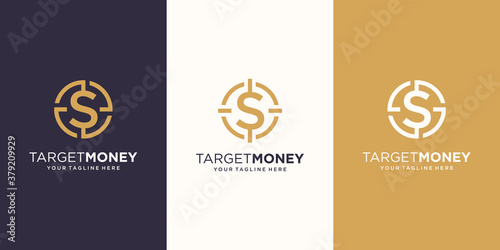 target money Logo designs Template. symbol dollar combined with target sign.