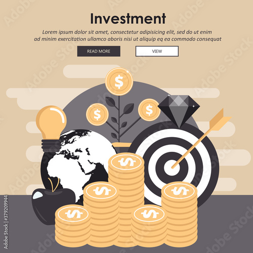 Investments. Recipe for success business background. Flat vector illustration
