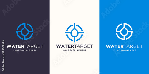 target water Logo designs Template. symbol drops combined with target sign.