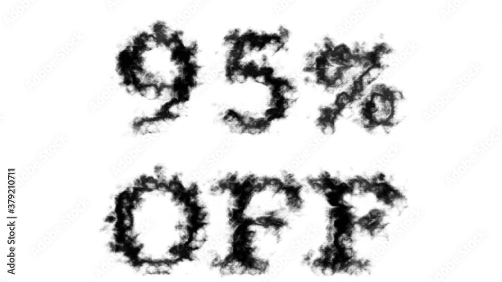 95% Off smoke text effect white isolated background. animated text effect with high visual impact. letter and text effect. 95% Off smoke text effect white isolated background. animated text effect with high visual impact. letter and text effect.