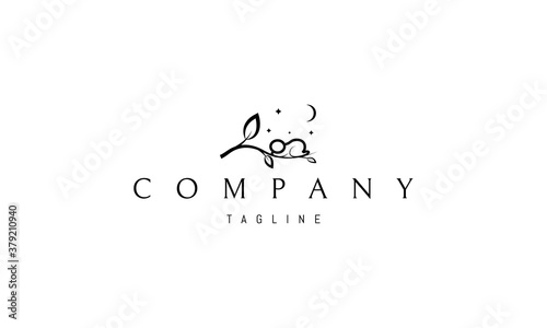 Vector logo on which an abstract image of a baby sleeping on a tree branch.