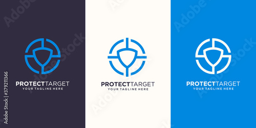 protection target Logo designs Template. symbol shield combined with target sign.
