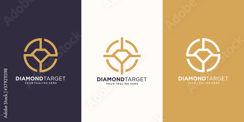 target diamond Logo designs Template. symbol diamond combined with target sign.