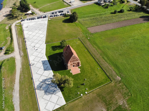 Aerial view of old church of st. John the baptist in Zapyskis photo