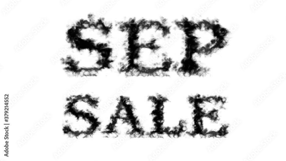 Sep Sale smoke text effect white isolated background. animated text effect with high visual impact. letter and text effect. 