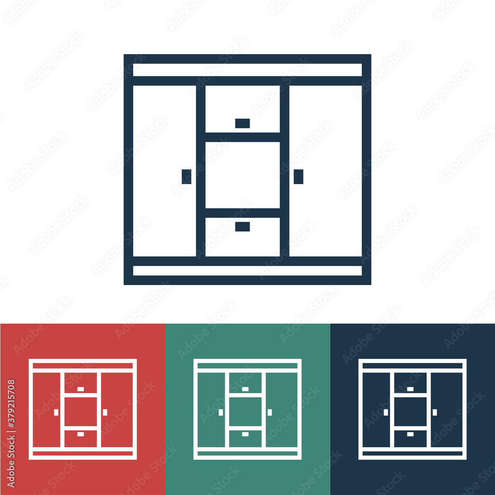 Linear vector icon with wall cabinet Linear vector icon with wall cabinet