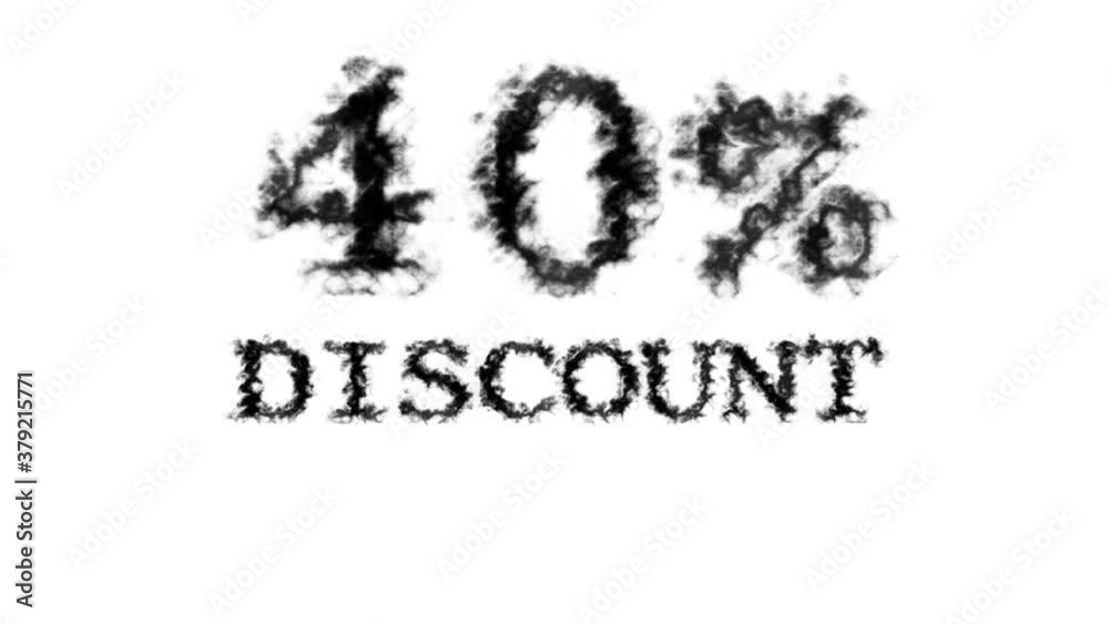 40% discount smoke text effect white isolated background. animated text effect with high visual impact. letter and text effect. 40% discount smoke text effect white isolated background. animated text effect with high visual impact. letter and text effect.