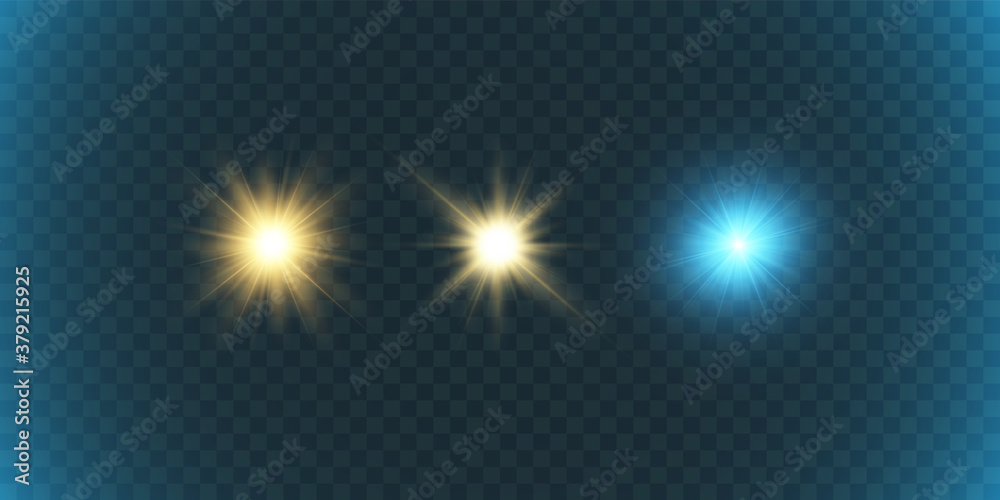 Set of bright beautiful stars twinkling beautiful lights vector graphics.)