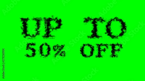Up To 50% Off smoke text effect green isolated background. animated text effect with high visual impact. letter and text effect. 