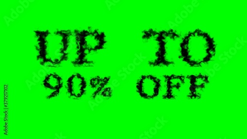 Up To 90% Off smoke text effect green isolated background. animated text effect with high visual impact. letter and text effect. 